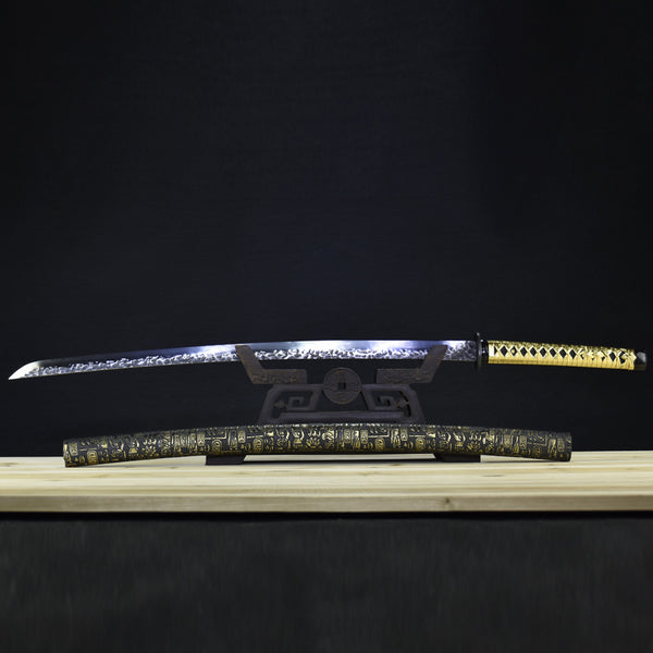 Handmade Metal Katana Sword Black and Yellow Katana Japanese
