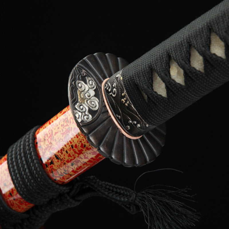 Damascus Steel Orange Samurai Sword Katana Japanese