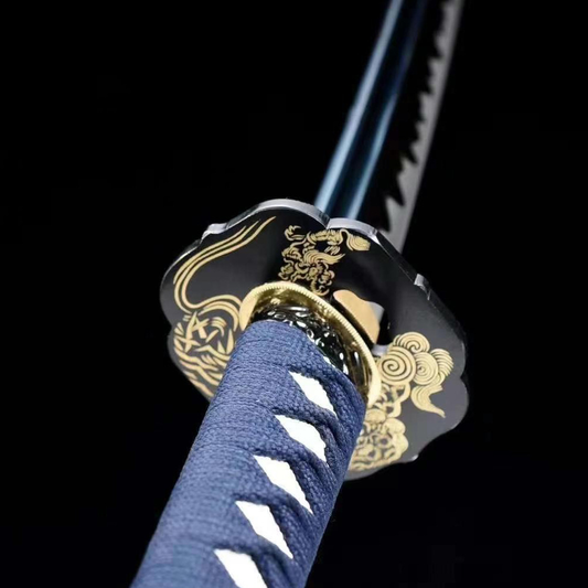 High Manganese Steel Katana Japanese Blue and Gold Katana