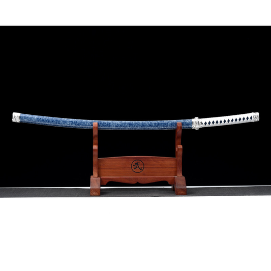 High Manganese Steel Japanese Style Metal Blue and White Katana