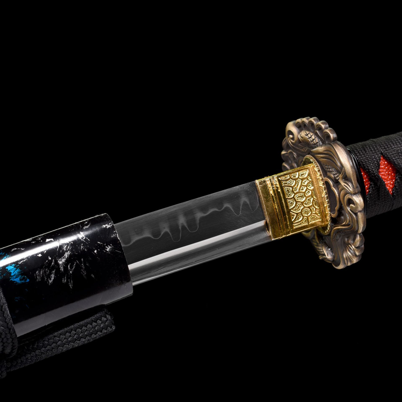 T10 Carbon Steel Blue and Red Samurai Sword
