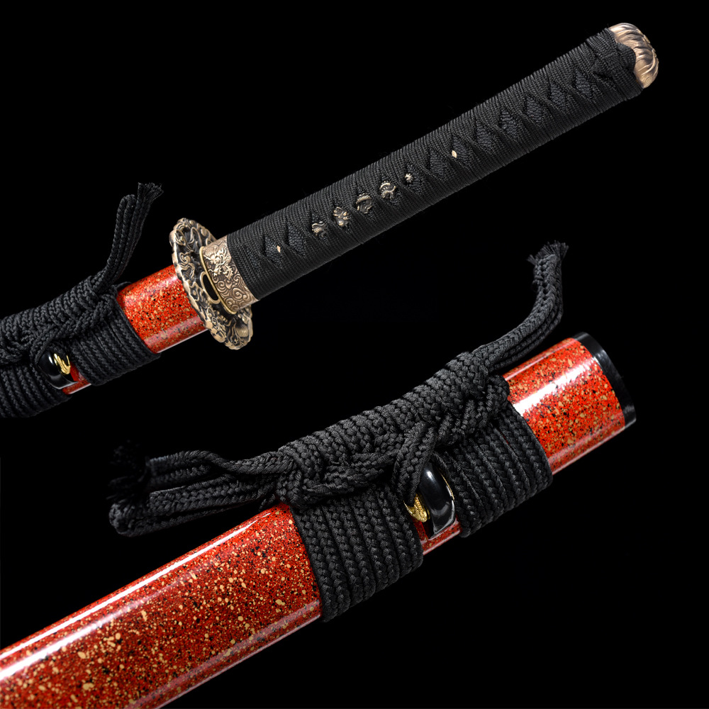 T10 Carbon Steel Japanese Red and Gold Katana