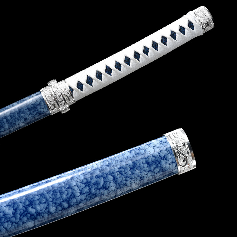 High Manganese Steel Japanese Style Metal Blue and White Katana