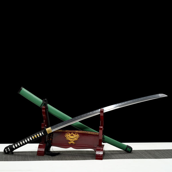 Carbon Steel Green and Black Katana Hand Forged