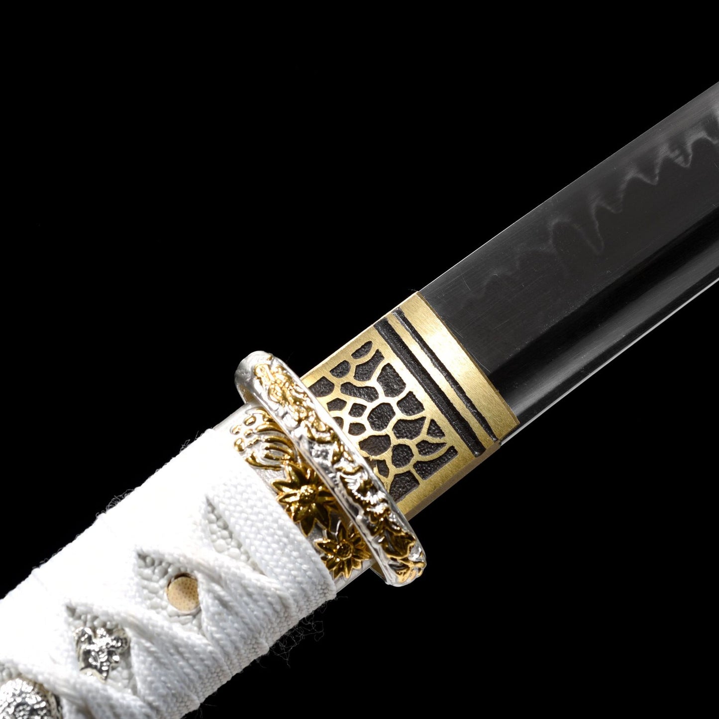 T10 Carbon Steel White Handle Katana with Blue Wooden Sheath