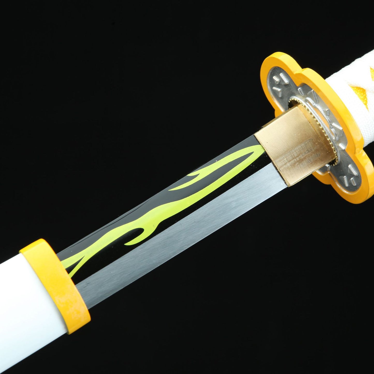 Hand Forged Demon Slayer Carbon Steel Anime Green Katana with White Sheath