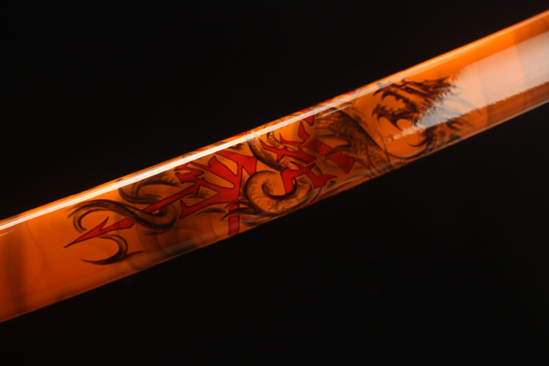 Carbon Steel Orange Real Japanese Sword with Black Handle