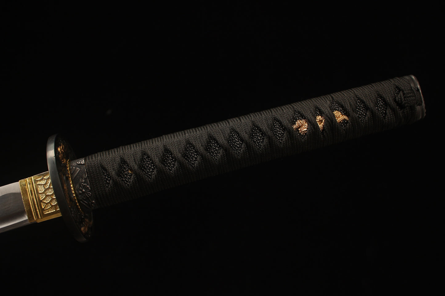 Carbon Steel Orange Real Japanese Sword with Black Handle