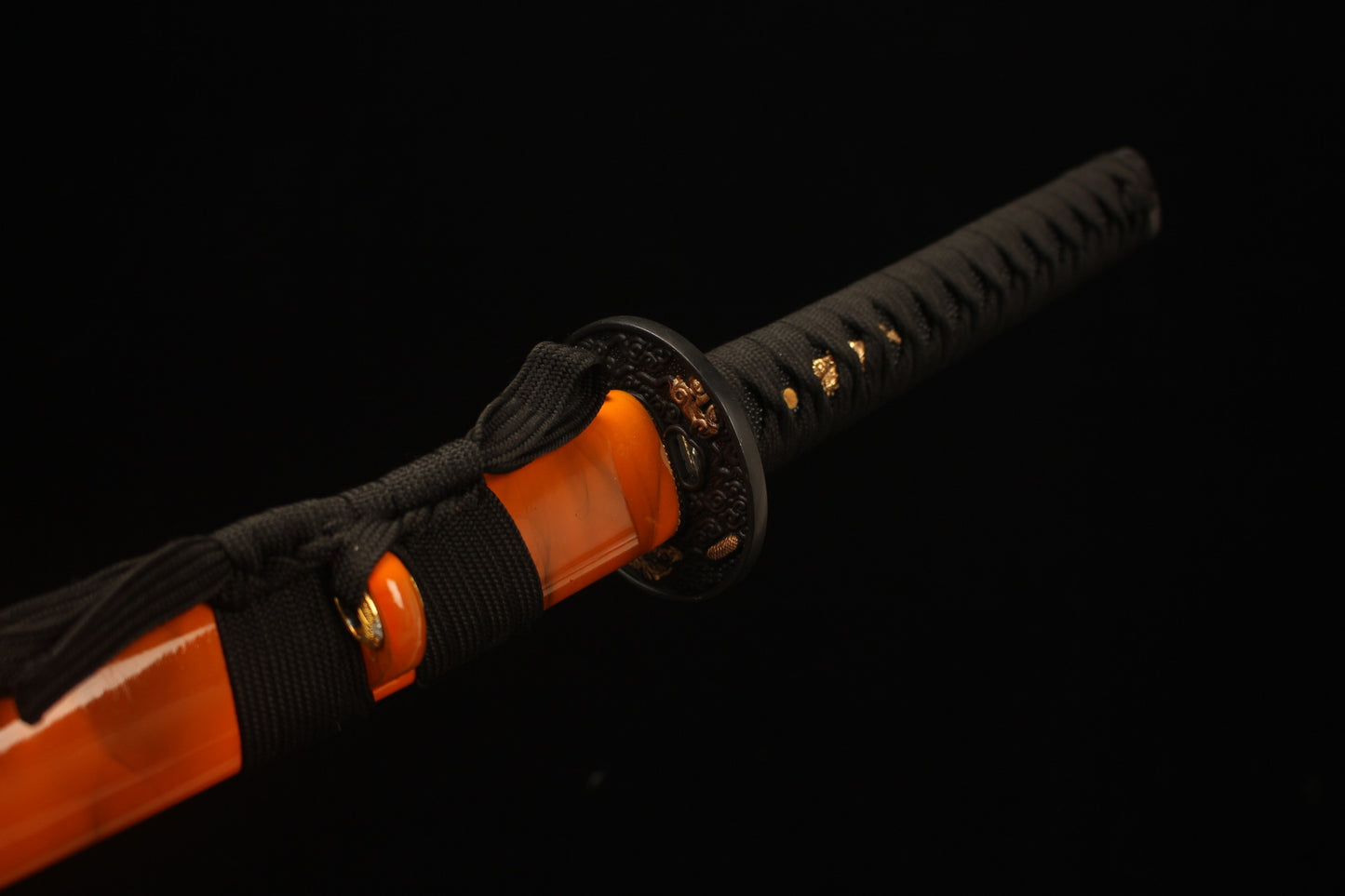 Carbon Steel Orange Real Japanese Sword with Black Handle