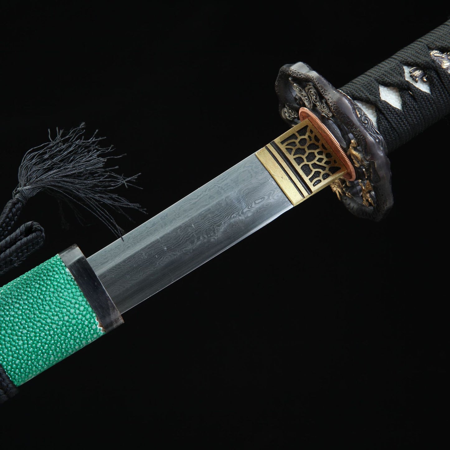 Damascus Steel Dark Green Katana