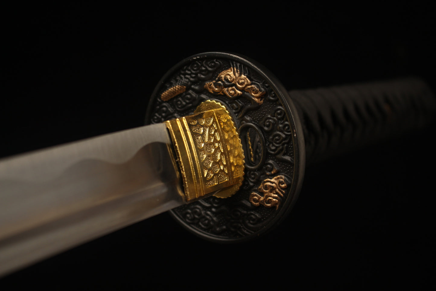 Carbon Steel Orange Real Japanese Sword with Black Handle