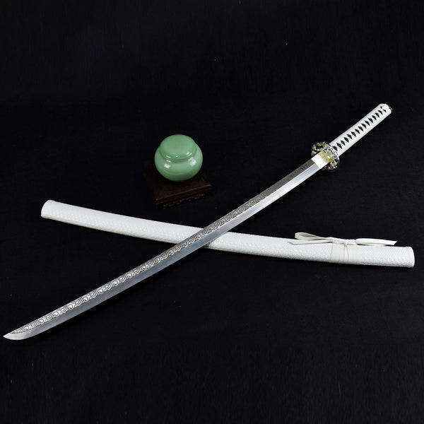Stainless Steel All White Katana Japanese Samurai Sword