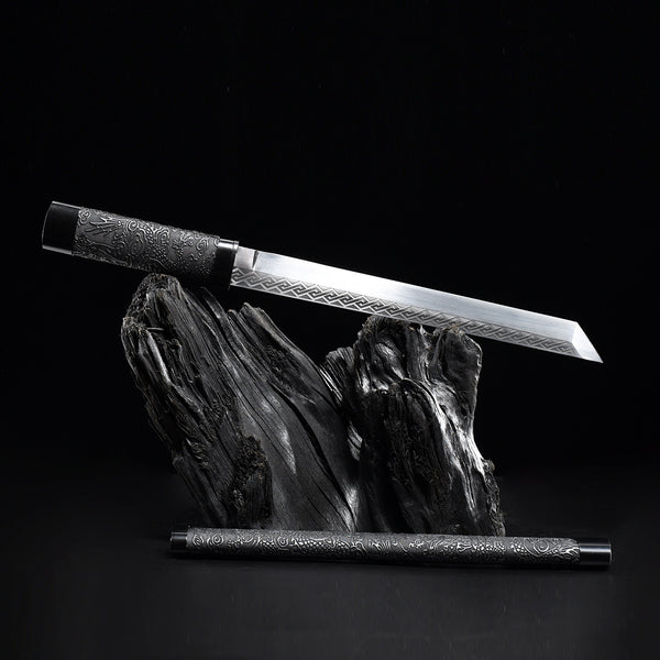 Tang Hengdao Steel Tanto Short Knife Black