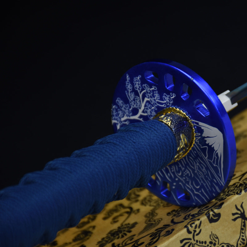 Carbon Steel Blue Handle Katana Japanese Sword