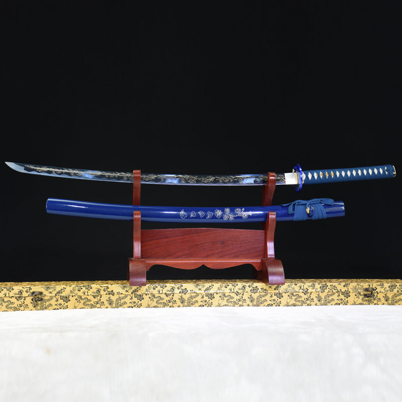 Carbon Steel Blue Handle Katana Japanese Sword