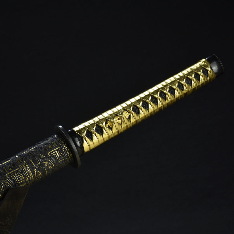 Handmade Metal Katana Sword Black and Yellow Katana Japanese