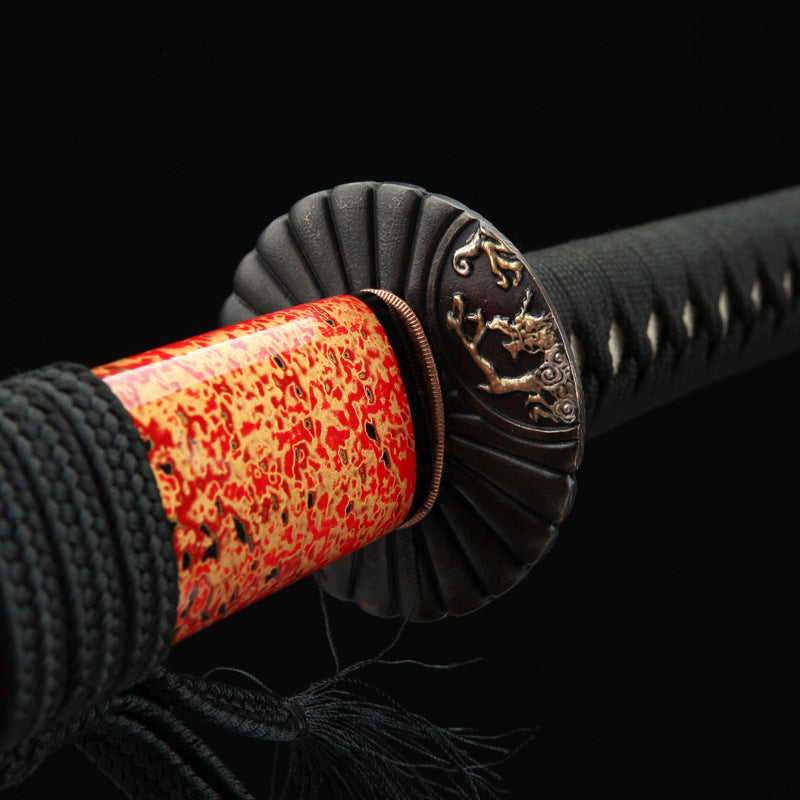 Damascus Steel Orange Samurai Sword Katana Japanese