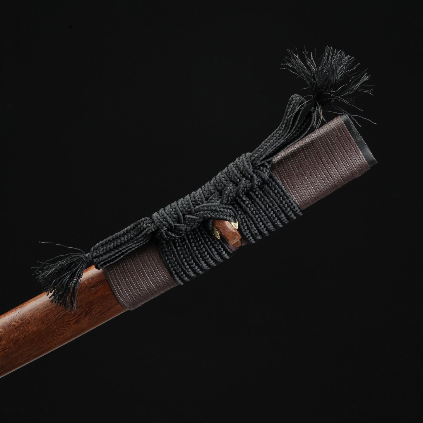 Damascus Steel Brown Japanese Katana Sword Black Handle