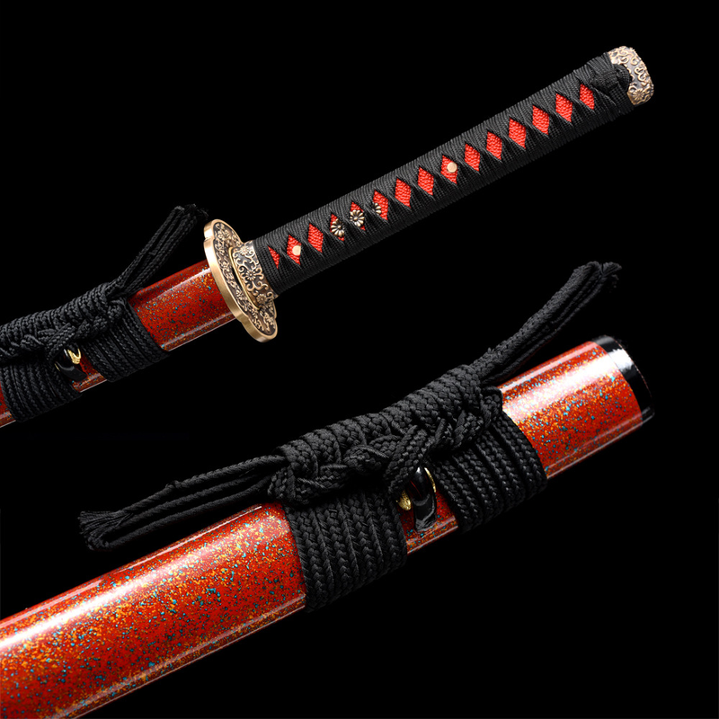 Steel Red and Black Katana with Sheath