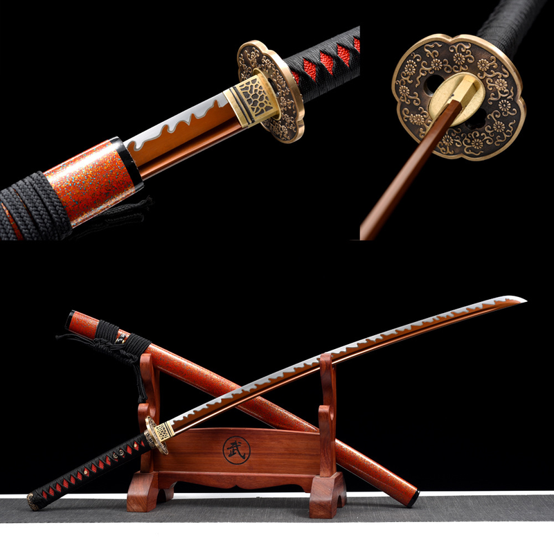 Steel Red and Black Katana with Sheath