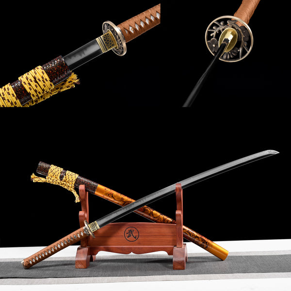 Carbon Steel Yellow Beautiful Katana Sword