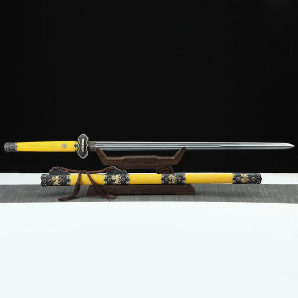 Damascus Steel Quality Samurai Swords Yellow with Dragon