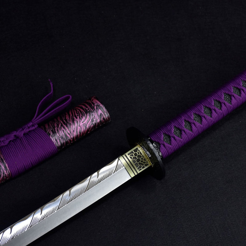 Handforged Stainless Steel Dark Purple Katana