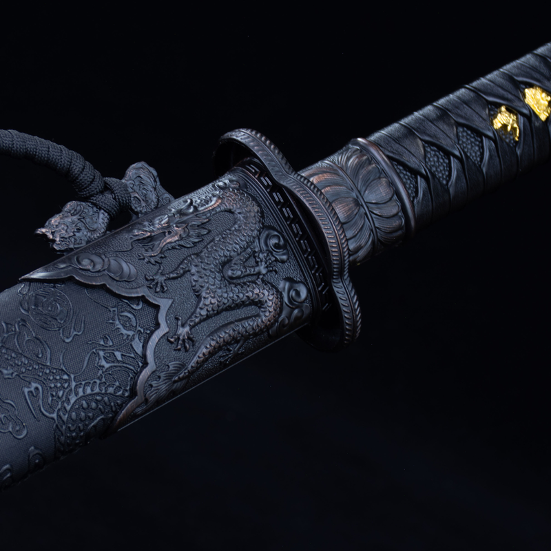 Black Steel Samurai Sword Hand Forged Katana