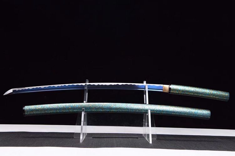 Medium Carbon Steel Iaido Blue Katana Anime Sword Hand Forged