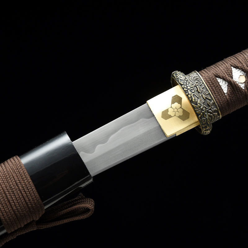 Brown Tanto T10 Burnished Blade Tang Hengdao