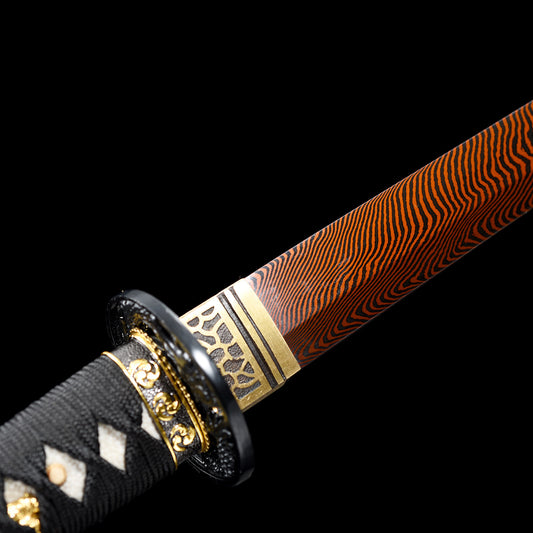 Patterned Steel Red Tanto Tang Hengdao