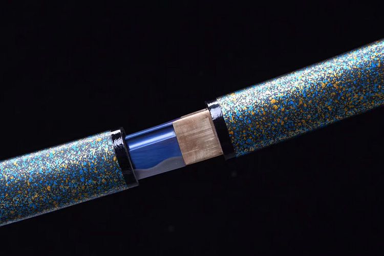Medium Carbon Steel Iaido Blue Katana Anime Sword Hand Forged