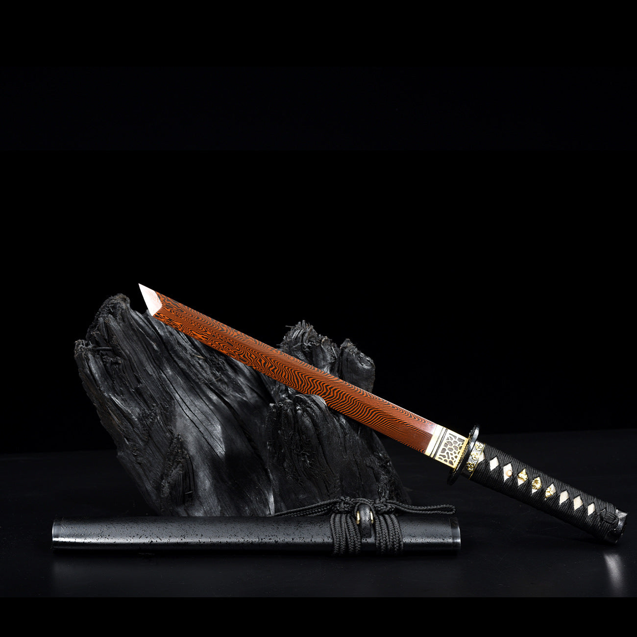 Patterned Steel Red Tanto Tang Hengdao