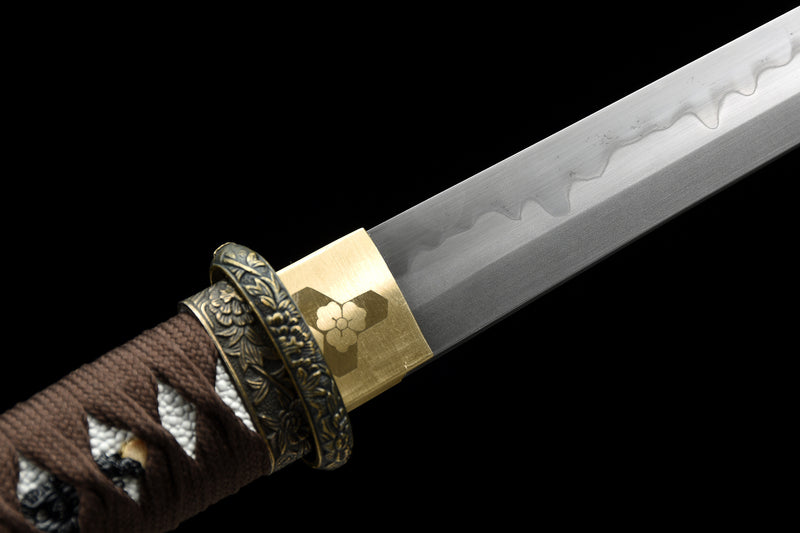 Brown Tanto T10 Burnished Blade Tang Hengdao