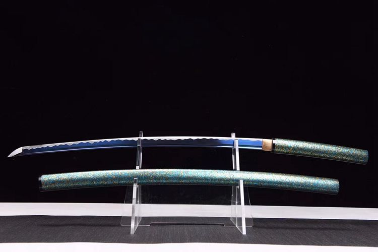 Medium Carbon Steel Iaido Blue Katana Anime Sword Hand Forged