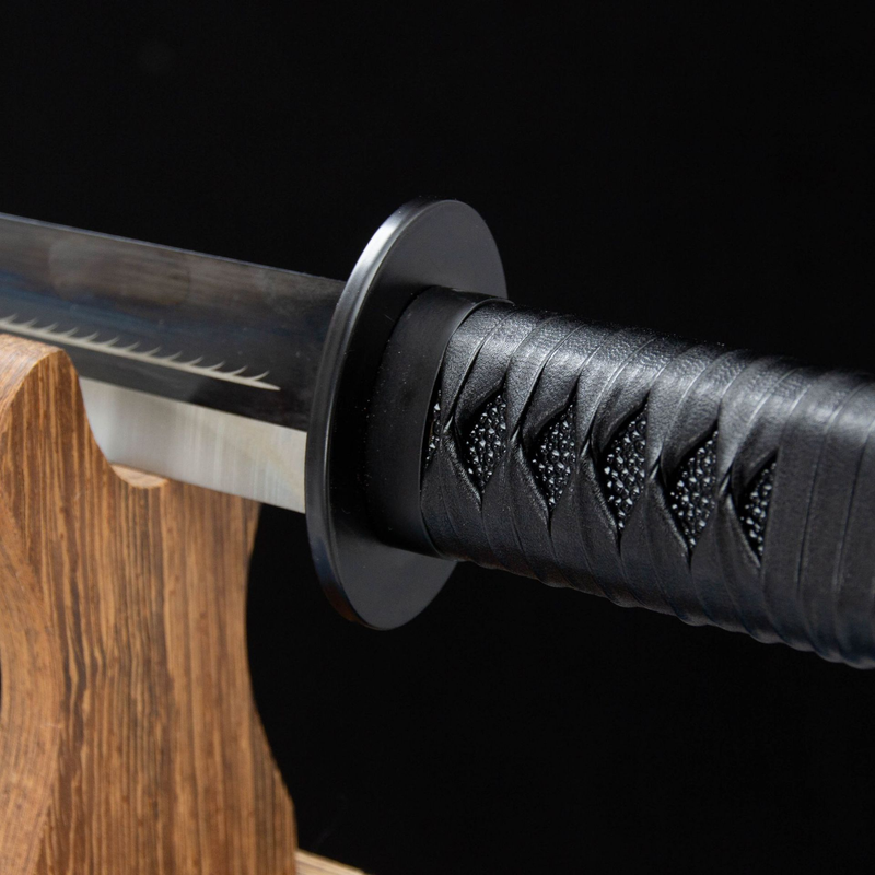 Handmade Black Japanese Ninjato with Dragon Pattern